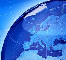 wereldbol ingezoomd op Europa