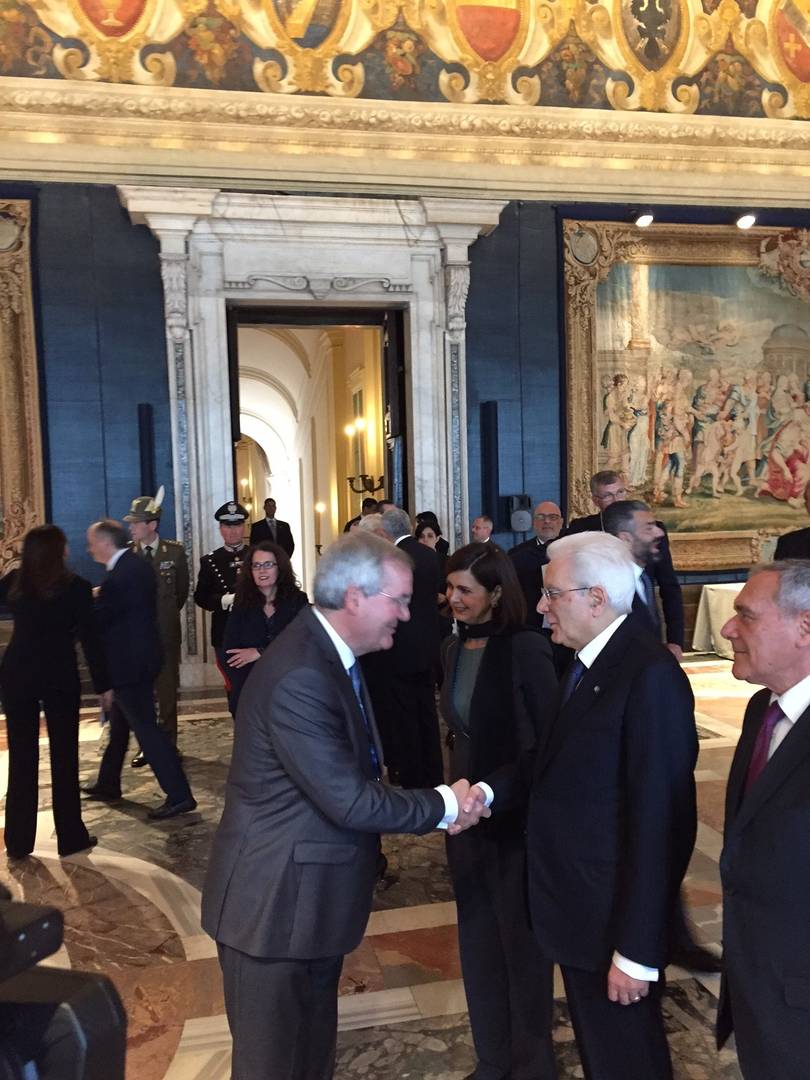 Griffier Geert Jan Hamilton ontmoet President Mattarella van Italië