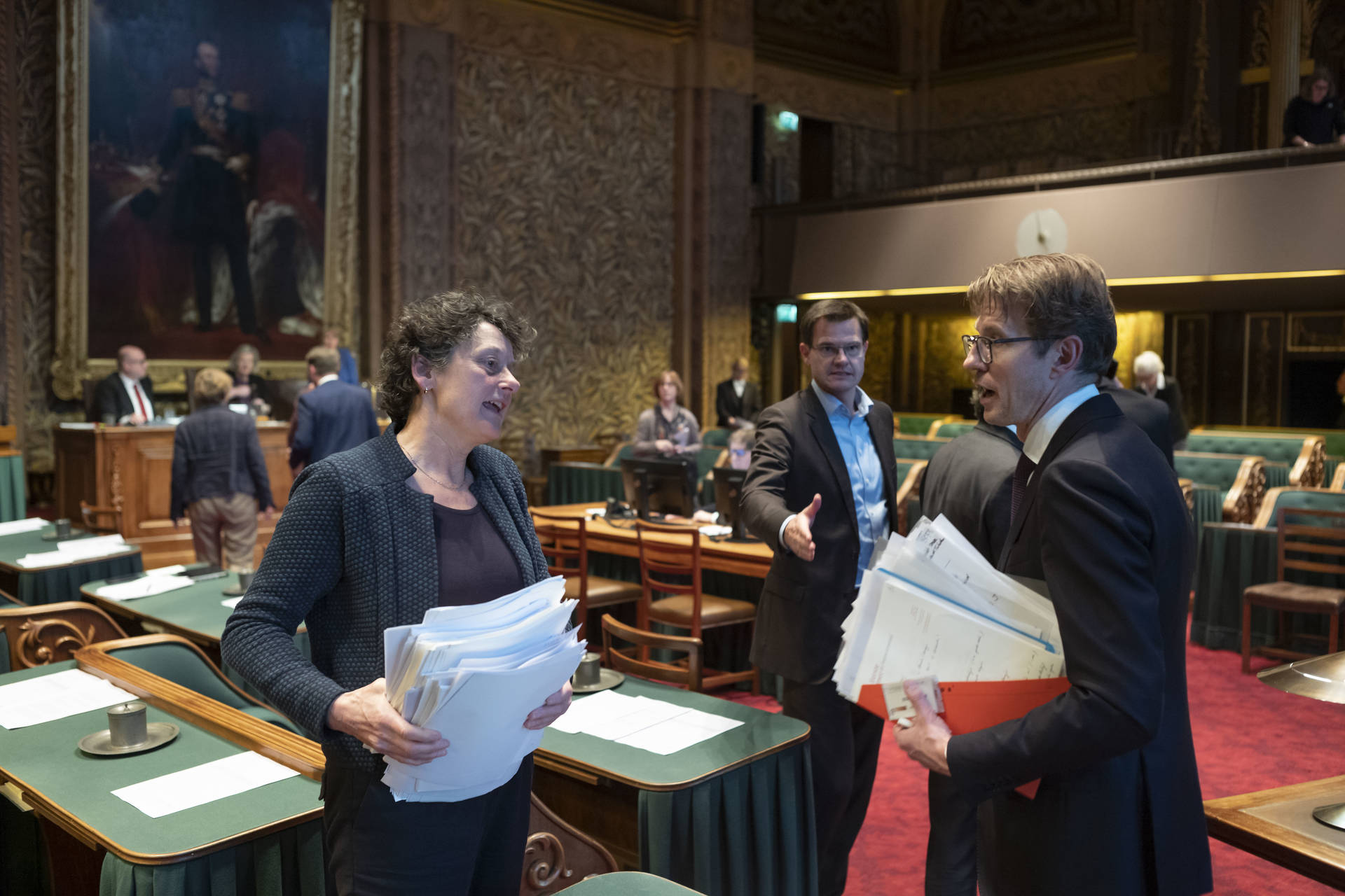 Senator Strik (GroenLinks), senator Postema (PvdA) en minister Dekker voor Rechtsbescherming