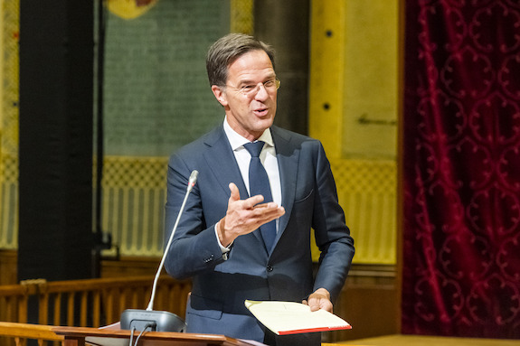 Minister-president Rutte tijdens de Algemene politieke beschouwingen op 27 oktober 2020
