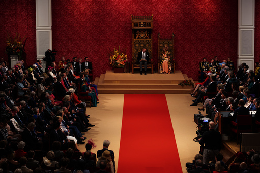Koning Willem-Alexander leest de troonrede voor tijdens de Verenigde Vergadering der Staten-Generaal in 2023.