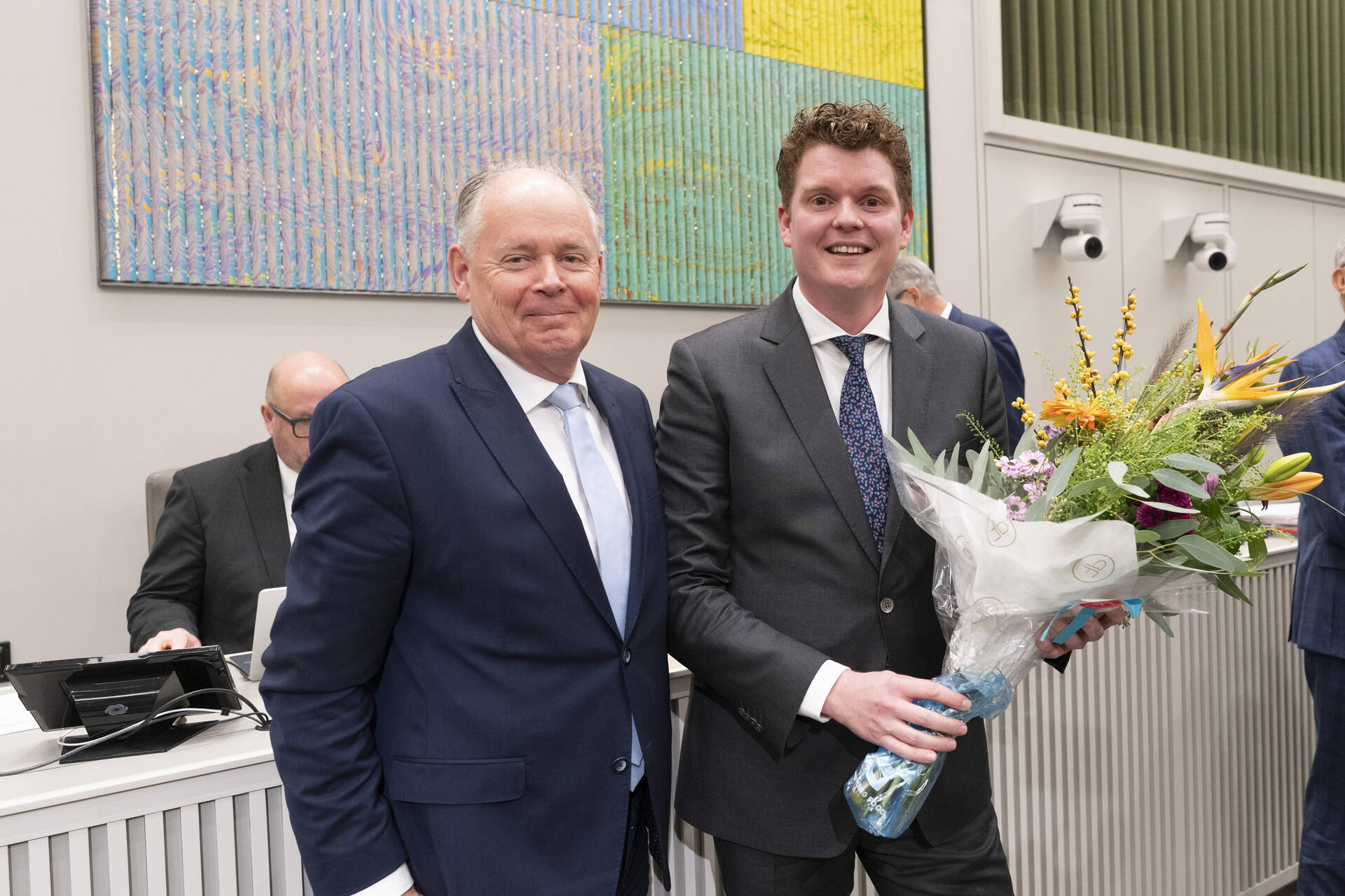 Senator Kanis met fractievoorzitter Van Meenen van D66
