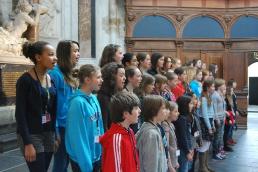 Repetitie Nieuw Amsterdams Kinderkoor in De Nieuwe Kerk