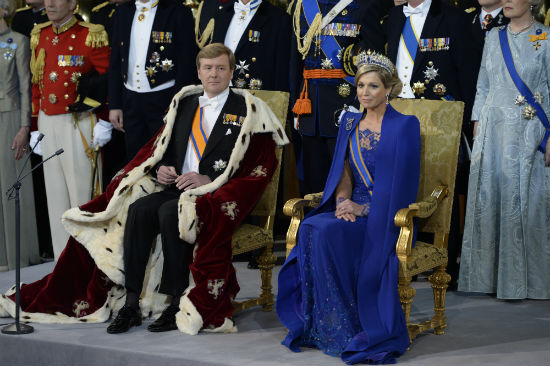 Koning Willem-Alexander en koningin Maxima tijdens de inhuldiging