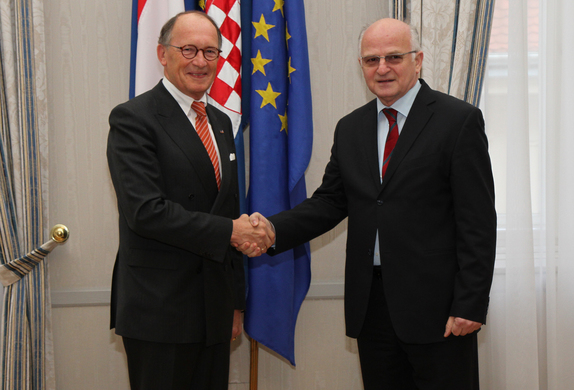 Ontmoeting Fred de Graaf, Voorzitter Eerste Kamer, met Josip Leko, Voorzitter van het Parlement van Kroatie