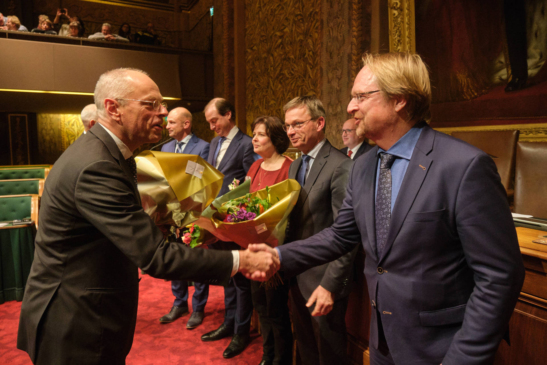 Felicitaties van Kamervoorzitter Bruijn voor de vijf Leden die hun maidenspeech hielden tijdens het debat