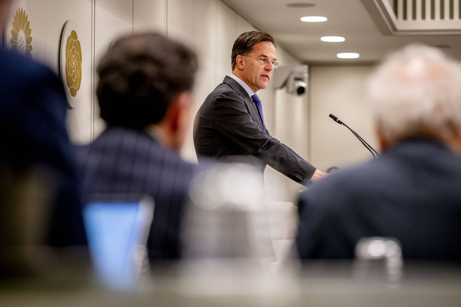 Demissionair premier Rutte tijdens het debat op dinsdag 9 april 2024